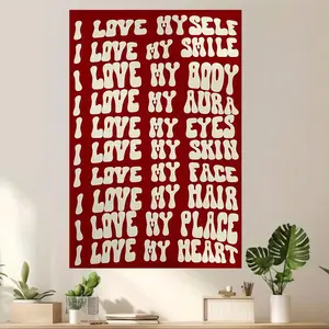 1 pc, wall art, vintage poster, red positive quote print, girly red motivational quote canvas painting, living room aesthetic, bedroom decor, apartment decor, indoor decoration, housewarming gift, Artwork, Artistic, Decoration, Western Wall Art, unframed