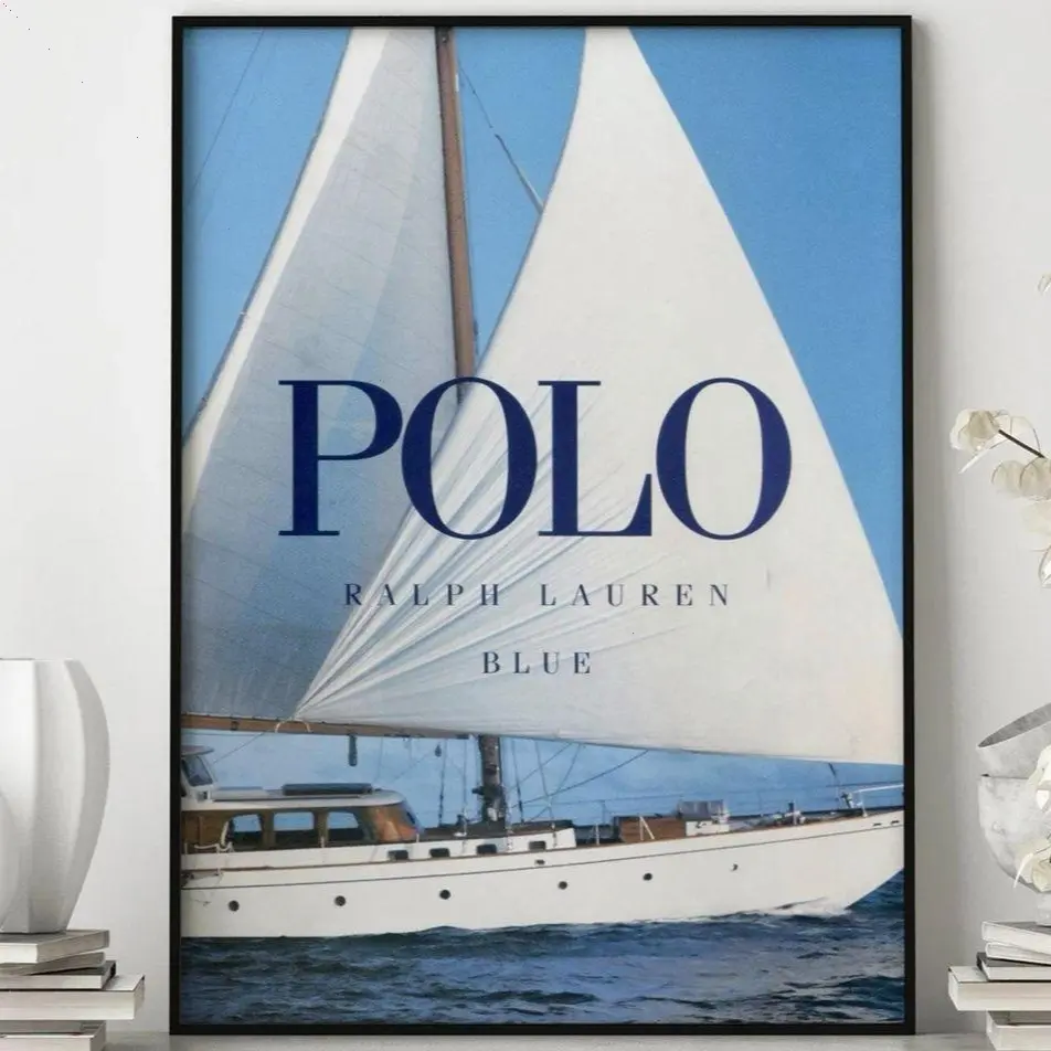 Polo Ralph Lauren Sailing Poster, Vintage Fashion Print, Old Money Nautical Decor, Fashion Magazine Style