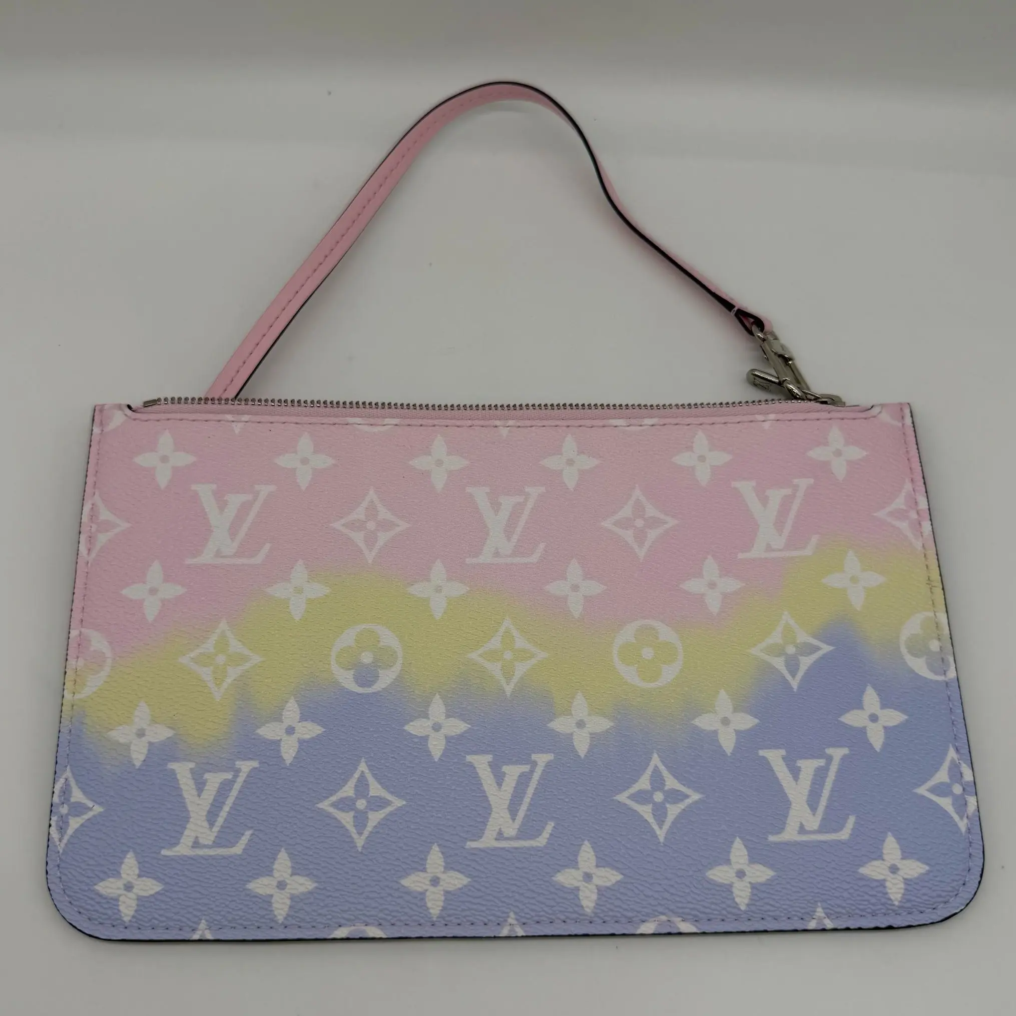 Pre-owned Louis Vuitton Coated Canvas Clutches & Wristlets Monogram Pastel Escale Neverfull MM Wristlet Pochette