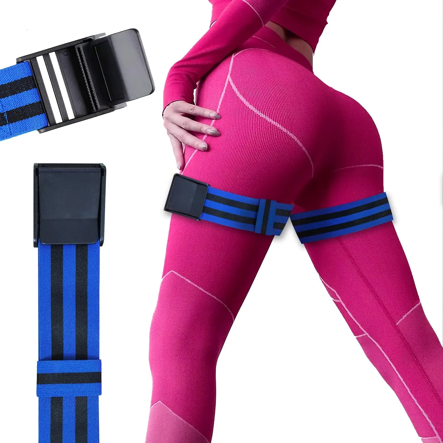 Fitness Resistance Bands for Leg Exercises - Blue & Black Striped Design - Ideal for Strength Training & Workouts