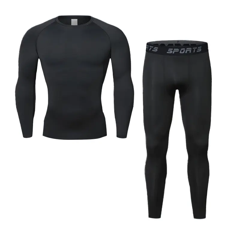 Thermal Fleece-Lined Long Underwear Set, Men' s Thermal Compression Shirts, Thermal Underwear Fleece, Long Sleeve Compression Shirt Fleece, Slim Shape Men's Moisture Wicking T-Shirt, Warm Clothes, Winter Sport, Night Run, Creative Holiday Gift Legging Pan