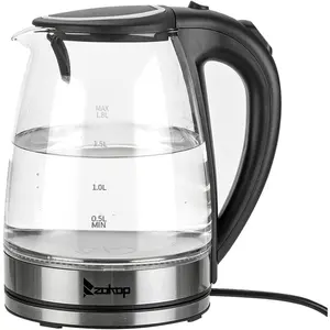【Summervibes】Zokop Glass Electric Kettle, 1.8 Liter Cordless with LED Light, Glass Tea Kettle & Hot Water Boiler,Auto Shut-Off and Boil-Dry Protection (Style 2-1.8L-1500W)