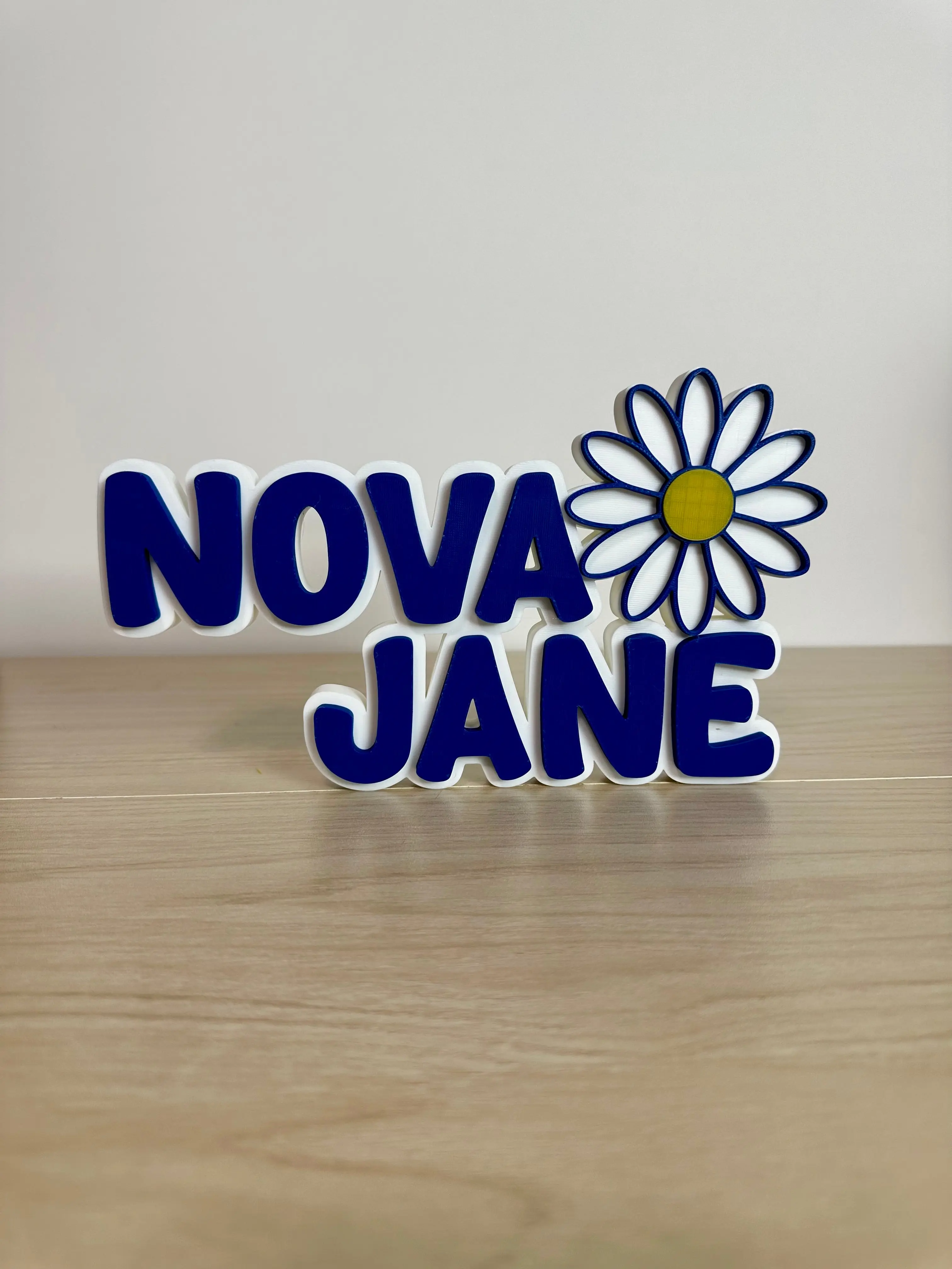 3D Printed Large Nameplate with Daisy
