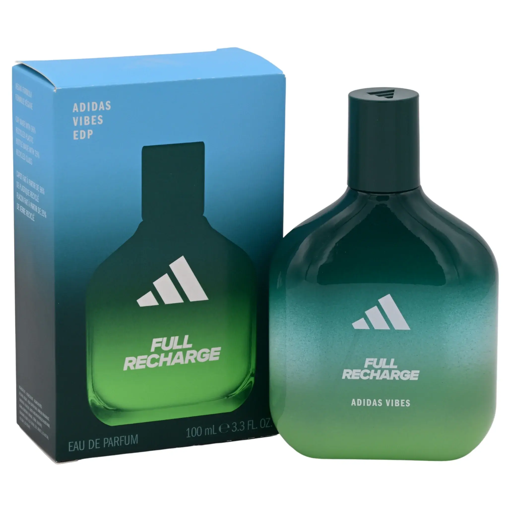 Men's Adidas Vibes Full Recharge Fresh Eau de Parfum Spray, 3.3 fl oz (100ml) Male Wear Fragrance for Spray on Skin by Coty