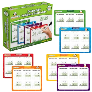 Visual Double Digit Additional & Subtraction Dry Erase Math Flash Cards