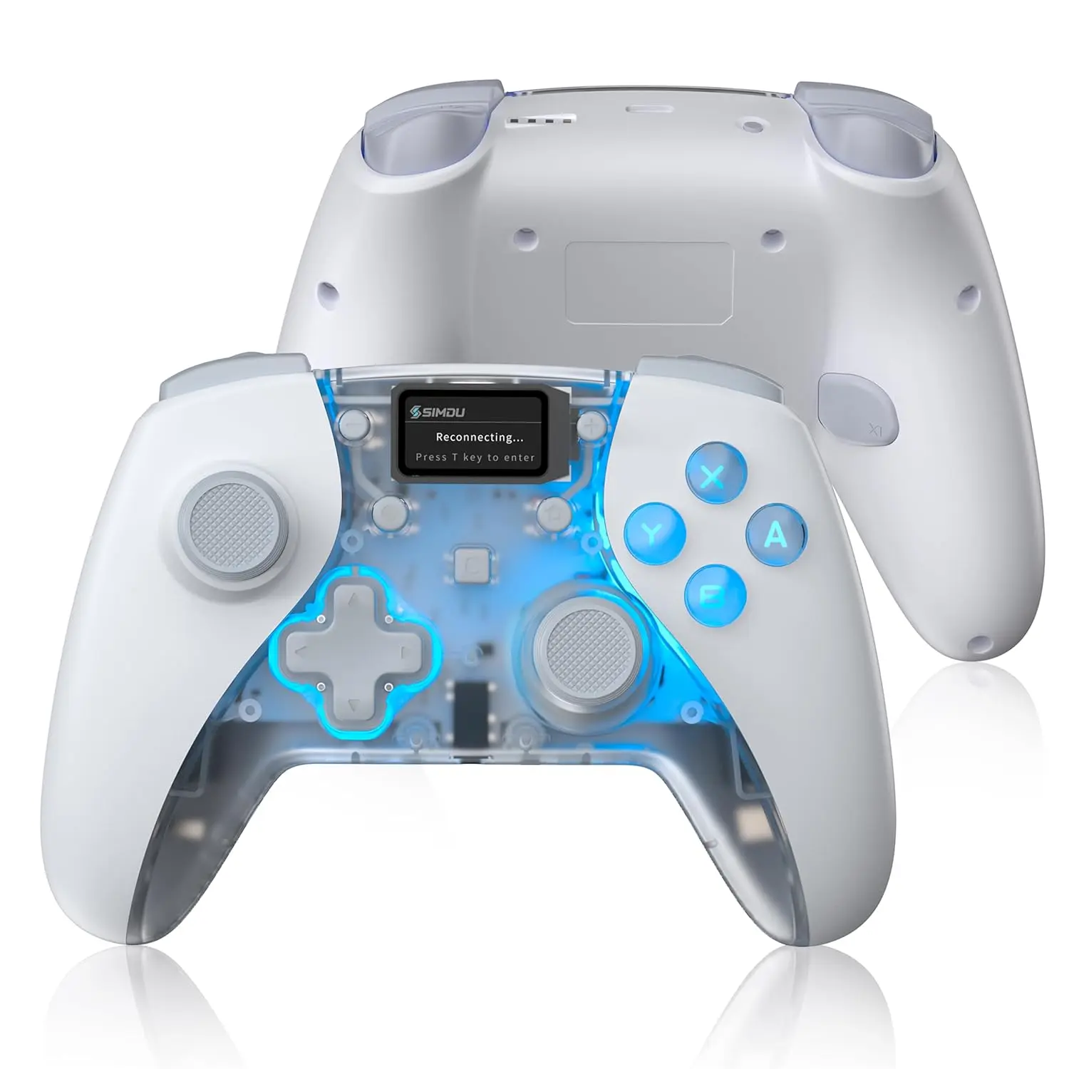 Simdu Hall Effect Wireless Wired Video Game Handheld Controller - Aesthetic Transparent Shell, Grip, Stick, Accessories, Bluetooth Connection for Switch 2/1/OLED/Lite, Console, PC, Smartphones, Gaming Devices, Anti Drift Stick Controllers