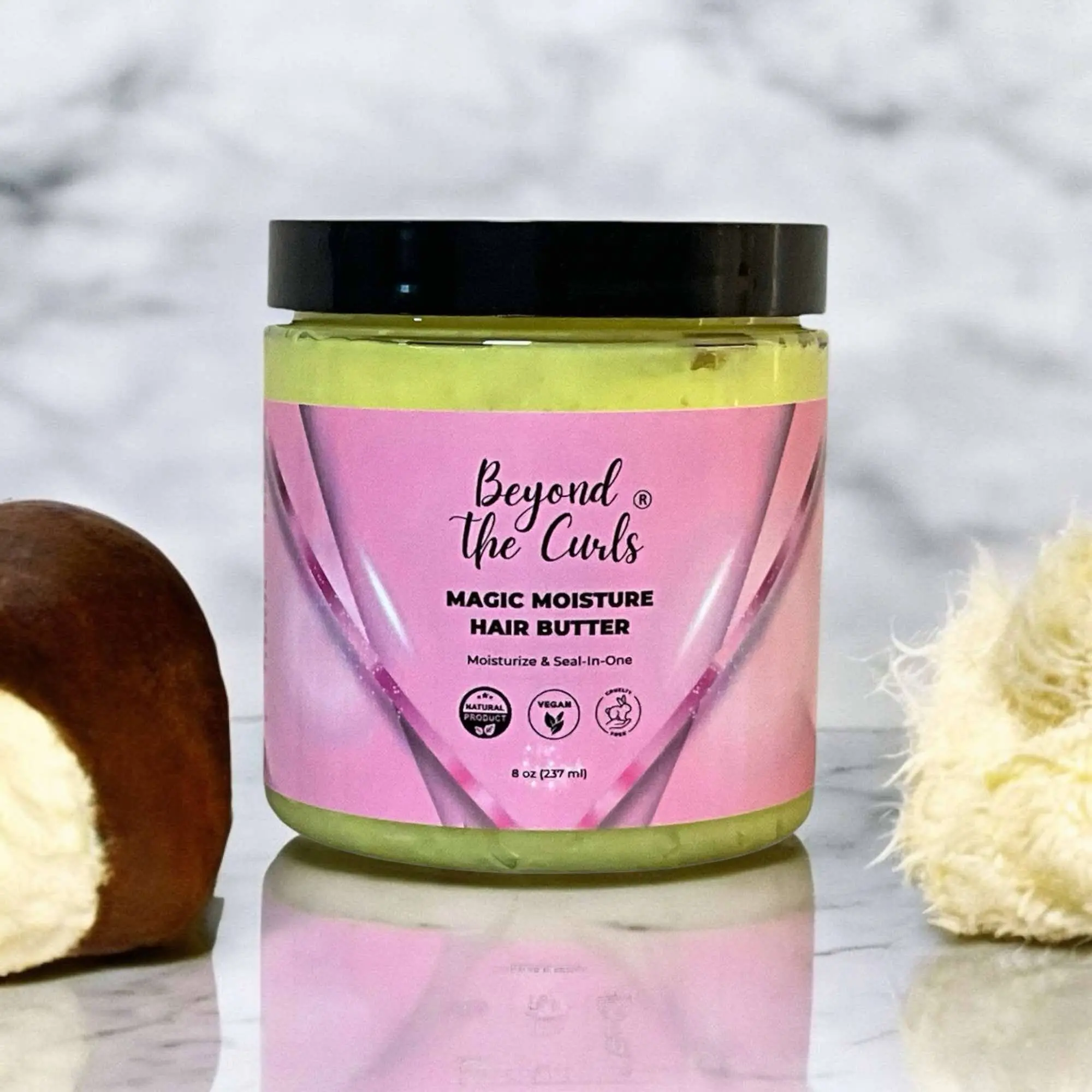 Beyond The Curls Magic Moisture Hair Butter - 8 oz Thick Oily Texture with Jojoba, Aloe, Coconut & Lavender Essential Oils for Damaged Hair Care