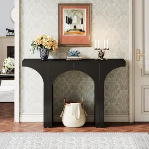 Spaco 47-Inch Modern Console Table, White Console Table for Entryway, Narrow Sofa Table Behind Couch Table with Arched Design, Foyer Accent Table for Hallway, Living Room