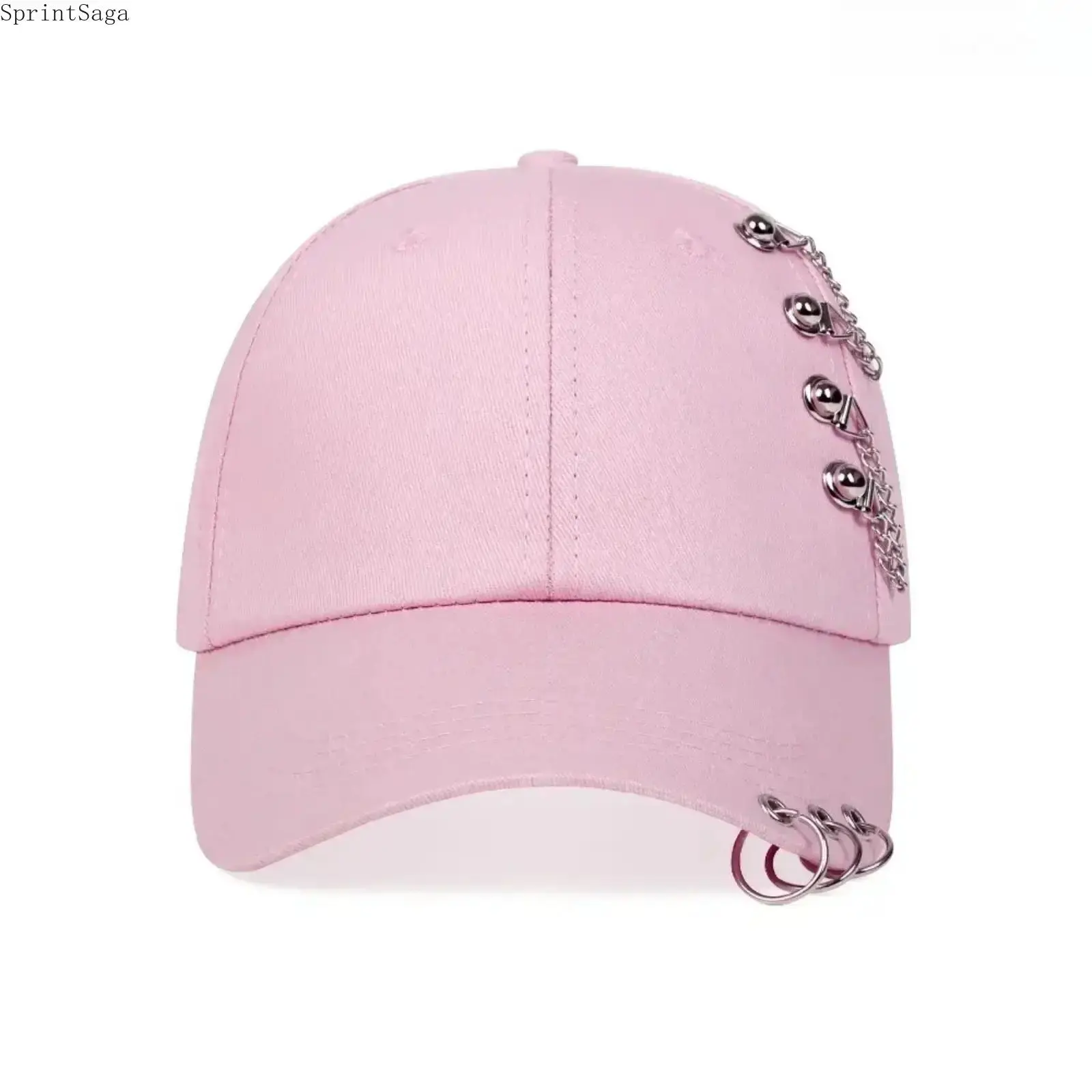 Unisex Streetwear Baseball Cap with Rivet and Ring Details, Solid Color Acrylic Hip-Hop Style with Adjustable Snapback Fit, Casual Hat, Adjustable Size, Male, Side Rings, All-Season