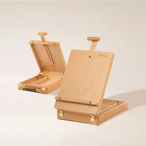 MEEDEN Tabletop Easel, Solid Beech Wood Art Easels, Sketchbox Easel, Adjustable Desktop Easel for Painting, Art Supply Storage Box for Adults & Artist