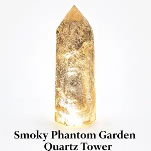 Smoky Phantom Garden Quartz Tower Lodolite Landscape Crystal with Natural Phantom Growth Layer & Rainbow Light Reflections, Intention-Powered for Meditation Spaces, Home Decoration, Office Desktop Table Ornaments