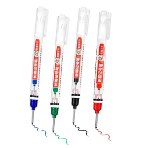 A set of 4 Colorful Muiti-purpose Carpenter Long Head Deep Hole Marker Pens Long Nib Marker 20mm Quick Dry Waterproof suitable for Carpenter,Construction,Outdoor & Office Work