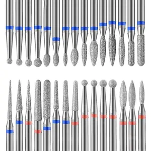 Professional Safety Diamond Nail Drill Bit Set, 3/32 inch Carbide Cuticle Bits for Electric Manicure and Pedicure, 30 Pieces