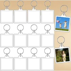 DIY Craft Blank Keychain – 12pcs Acrylic Photo Frame Keychain Holder, 2" x 3" Picture Insert Clear Keyring for Photo Memory Gifts