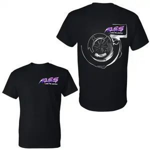 FASS Fuel Systems Turbo Graphic T Shirt, Neon Logo Boosted Car Scene 2 Sides Graphic Tee, Soft Cotton Blend Shirt, Streetwear Racing Lifestyle Apparel for Men and Women, Gift for Car Enthusiasts