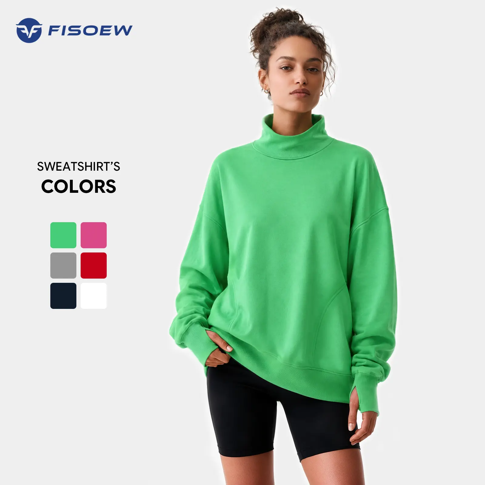 Fisoew Women's Oversized Mock Neck Sweatshirt Cozy Funne Neck Pullover with Thumbholes Casual Loungewear Top Fisoew Women's Oversized Mock Neck Sweatshirt Cozy Funne Neck Pullover with Thumbholes Casual Loungewear Top