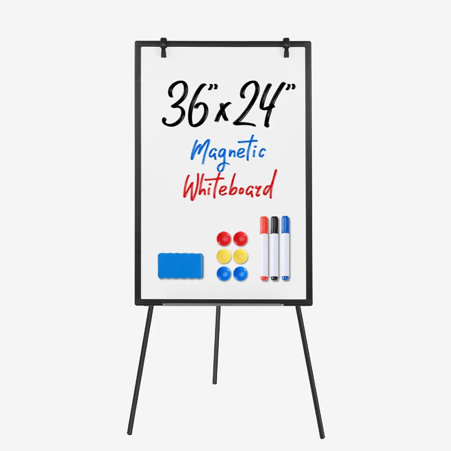 Magnetic Dry Erase Whiteboard Easel Stand, 36x24 Inch Height Adjustable Portable Aluminum Frame White Board for Home Office Classroom Teaching