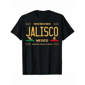 Men's Jalisco Mexico T-Shirt - Stylish Black Cotton Tee with Bold "JALISCO" Print & Mexican Flag Design, Casual Short Sleeve Top for Casual Attire - 180g, Summer Fashion Tee | Cultural Aes