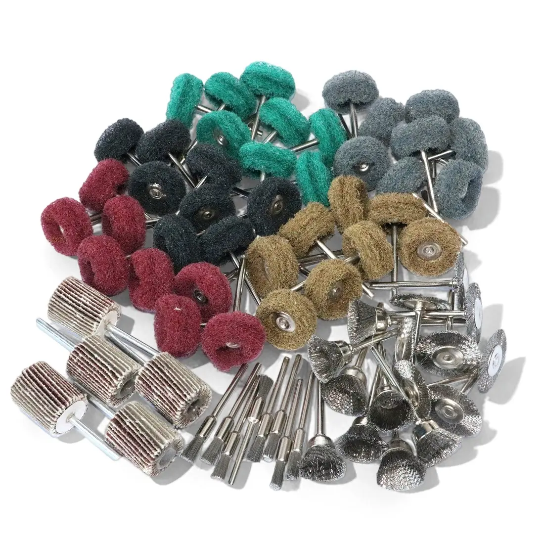 69-Piece Wire Wheel Brushes & Abrasive Polishing Buffing Wheel Set, 3mm Shank Mini Rotary Tool Polishing Kit for Drill Power Tools