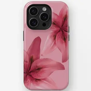 TIGER LILY CASE for iPhone 17,16, 15, 14, 13, 12 ProMax, Tough, Flower Phone case, Pink Lily Case Compatible with Samsung Galaxy S25
