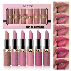 6Pcs 4D Vibrant Lipstick Multicolor Set Long Lasting Matte Makepup No Stick Cup Cream Moisturizing Lip Glossy Waterproof Suitable For All Skin Types Cosmetic