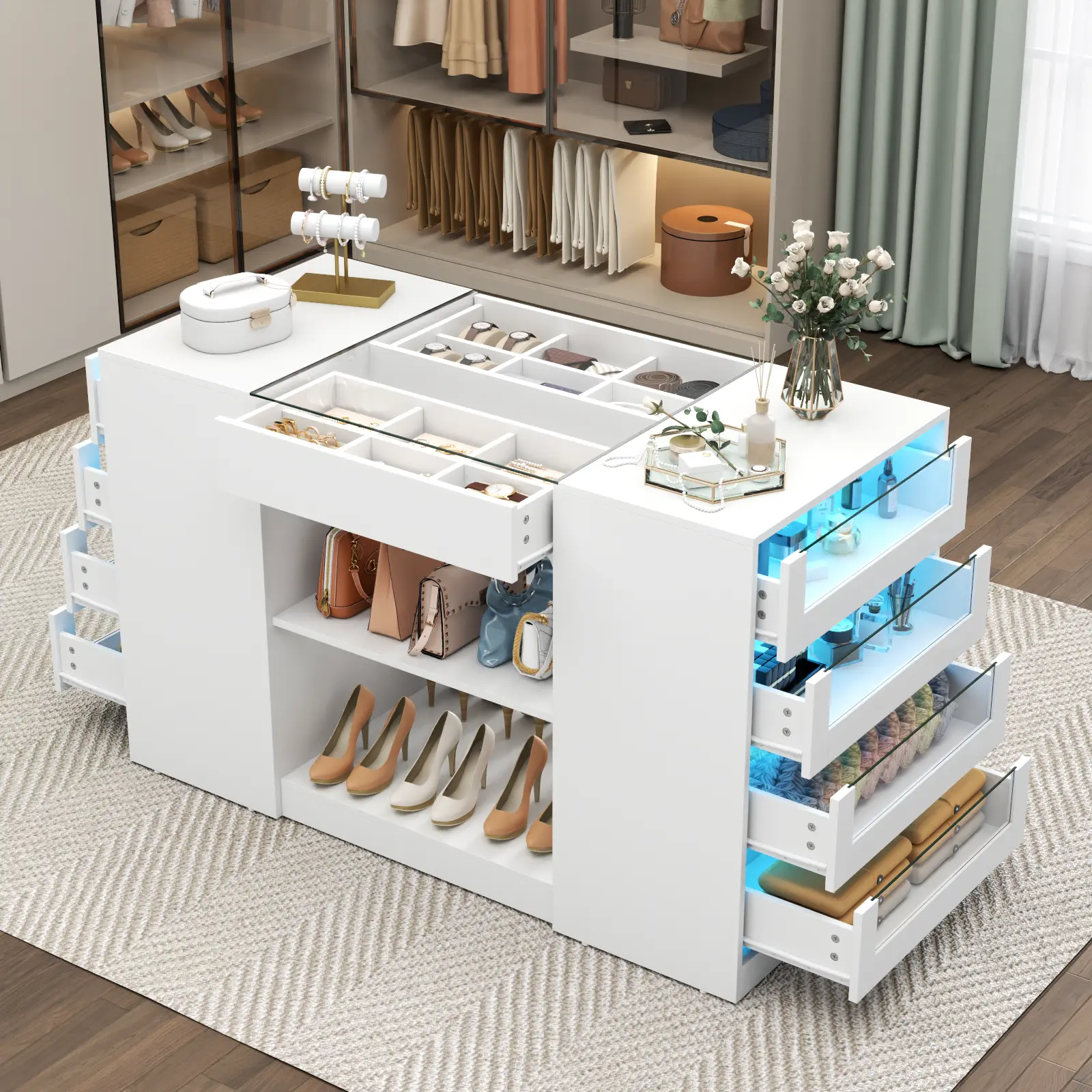 Gyfimoie Wardrobe Island with Led and storage