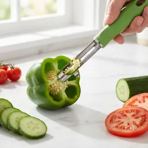 Food grade stainless steel 2-in-1 fruit corer and peeler, used as a telescopic corer for fruits such as apples and pears
