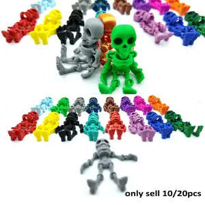Halloween Skeleton Decorations, 10pcs/20pcs 3D Printed Skull Figurines, Decorative Sculptures, Artistic, Random Colors, Perfect for Halloween & Christmas Gifts
