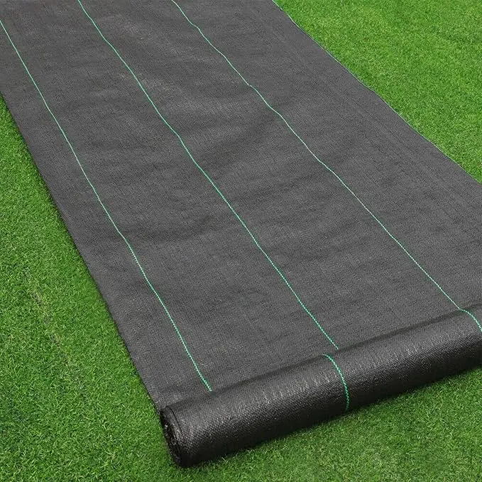 Goasis Lawn 125gsm Black Heavy-Duty Polypropylene Woven Weed Barrier Fabric - Outdoor UV-Resistant, Corrosion-Resistant, Easy-to-Use Ground Cover for Garden Landscape, Weed Control & Anti-Grass Growth Plant Care & Support, Polypropylene Woven Fabric