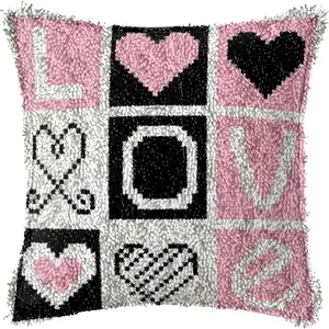 latch hook kits for adults Latch Cushion pcs,Valentine's Day giftBirthday gift,Embroidery pattern needle art set DIY pillowcase, for or Beginners Adults to Knott, DIY Latch Hook pcs, 43cm x 43 cm/17inx17in