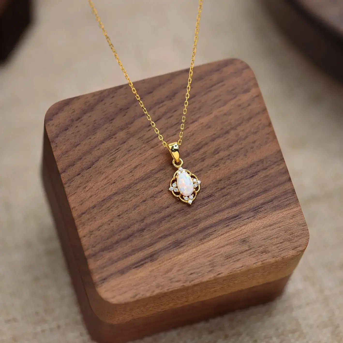 S925 OPAL PENDANT NECKLACE – BIRTHSTONE DAINTY GIFT​, Hypoallergenic Jewelry, Customizable Necklace