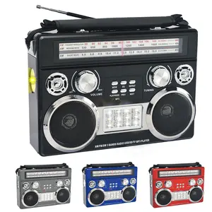 Bluetooth Retro AM/FM/SW 3 Band Radio Audio 2-in-1 Rechargeable Mp3 Speaker With Flishlight Floodlight