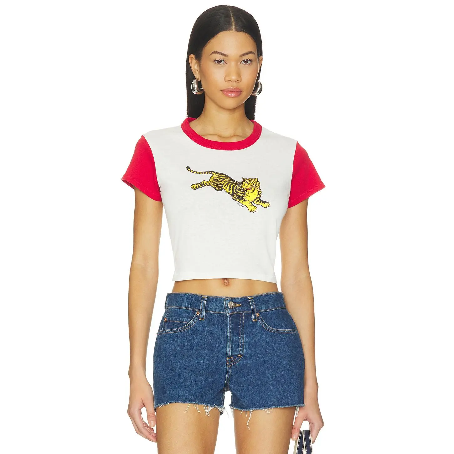 Kenzo Jumping Tiger Cropped T-shirt in Off White