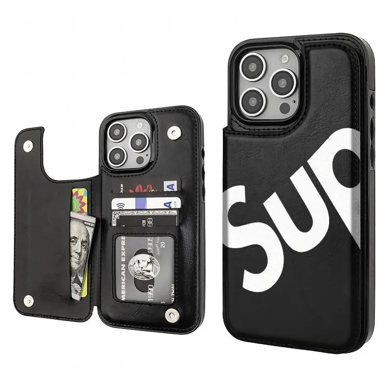 Father's Day Gift SUB Aesthetic Pattern PU Leather Card Holder Phone Case for iPhone 17-12, 17 AIR, 16 PRO MAX - Durable, Shockproof, Anti-Drop Phone Accessories with Vintage, Skull, Festive, Snowman, Dual-Layer Designs - KBPK