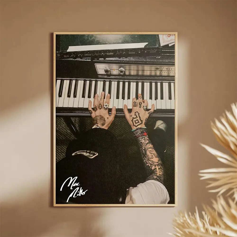 Mac Miller Poster, Music poster Home decor, Aesthetic Music Wall Art, Vintage Rap Print, Piano Art Decor, Room Decor Gift