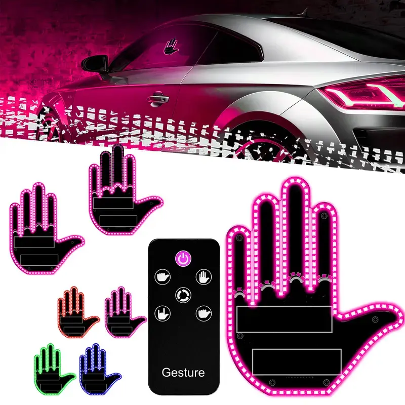 Wireless RGB Car Gesture Neon Fairy Lights - 4 Fun Gesture Modes, 195 Beads, 82ft (25m), Express Yourself Instantly, Durable Waterproof Portable Tool-Free Decorative Car Window Light with Remote, Ideal Gift