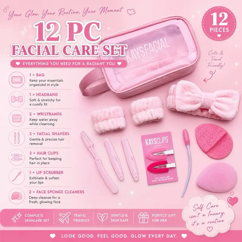 12 piece accessories bag hair clip and face sponge Storage Carrying Bag Durable Lightweight Organizer