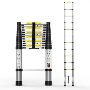Telescoping Ladder 12.5FT to 26.2FT 330 Lbs Load Capacity Portable Aluminum Extension Ladder with Safety Lock Non-Slip Feet Foldable for Home Repair Painting RV Outdoor Use