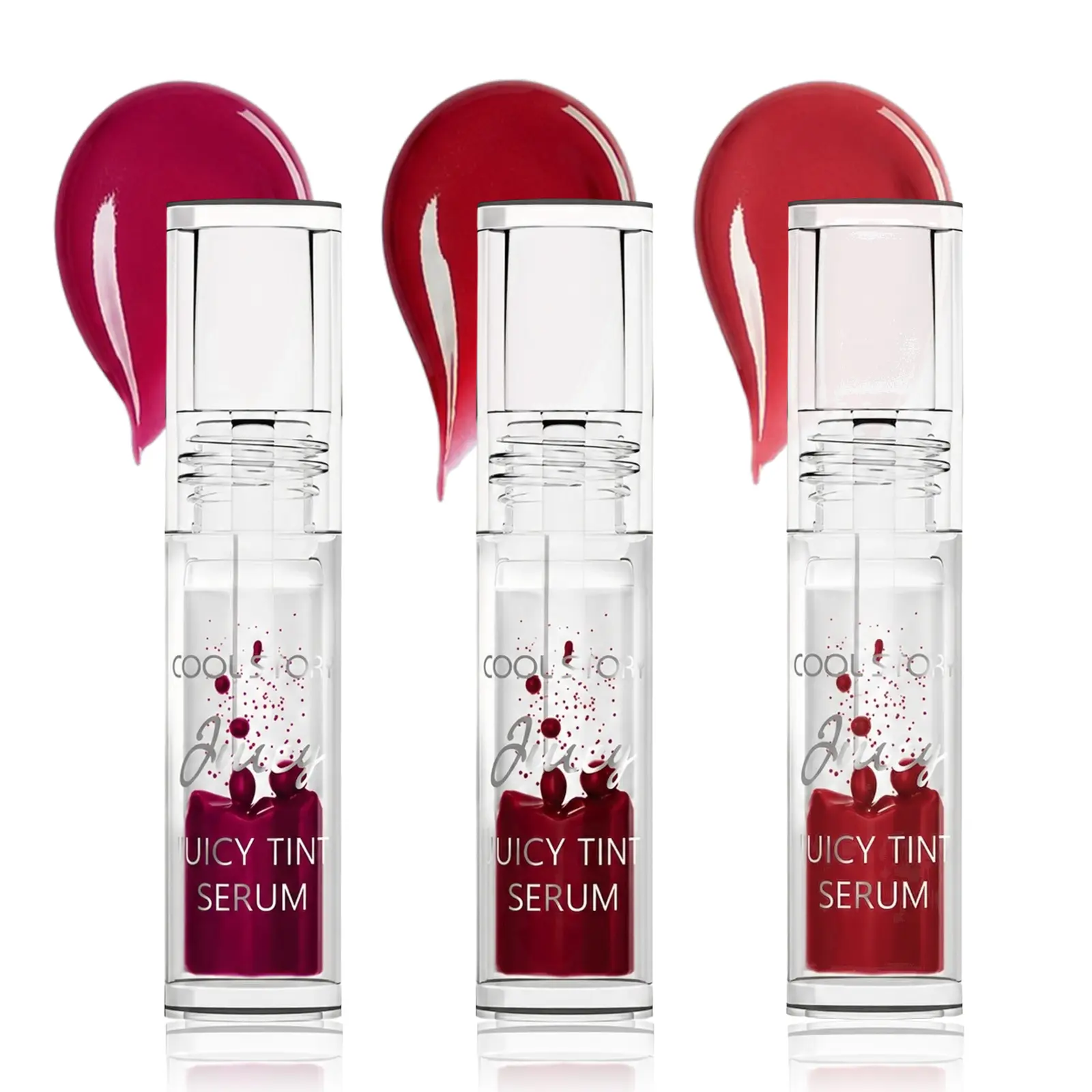3-Pack Cool-Tone Purple Berry Nude Lip Tint Serum, Oil-Water Separation Long-Lasting Stain, Daily-Use Gloss for Fair Skin
