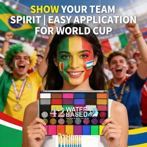 Veronni42 Water-Soluble Oil Paint Set with 10 Blue Brushes, Easy to Use, Safe and Skin-Friendly, Quick Team Makeup, Face Body Cosmetic, Perfect for Watching Sports, Cosplay Events, Makeup Products