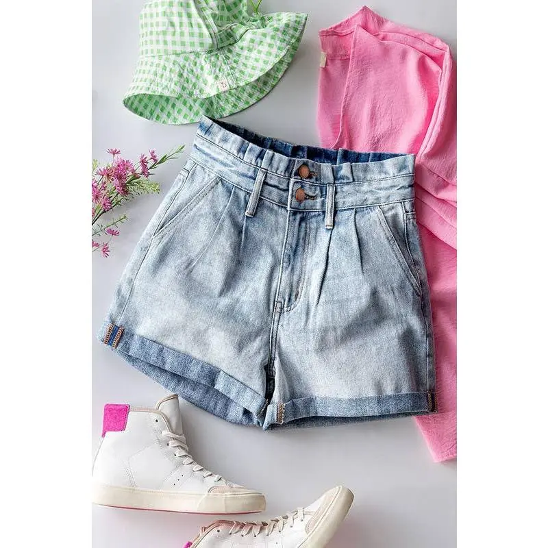 Paper Bag Denim Shorts
