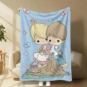 1pc Precious Moments Flannel Blanket, a Printed Flannel Blanket That Is Lightweight and Suitable for Naps, Camping, and Travel. Ideal for Use on Sofas, Beds, and Outdoors. A Great Choice for Home Decor or as a Holiday Gift