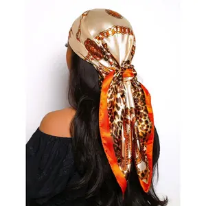 Women's Leopard Print Satin Scarf, Fashionable Soft Scarf for Daily Wear, Casual Versatile Scarf for Women & Girls