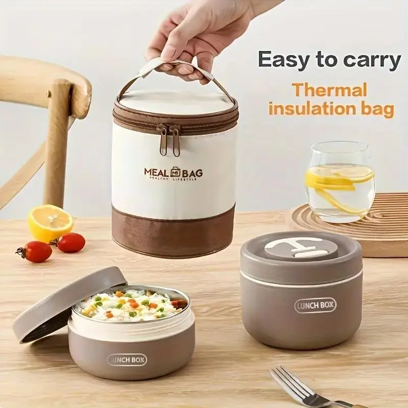 Stainless Steel Bento Lunch Box, Multi-Layer Insulated Thermos, Leakproof Lid, Large Capacity, Microwave Safe, Office & Outdoor Use, Insulated Food Container