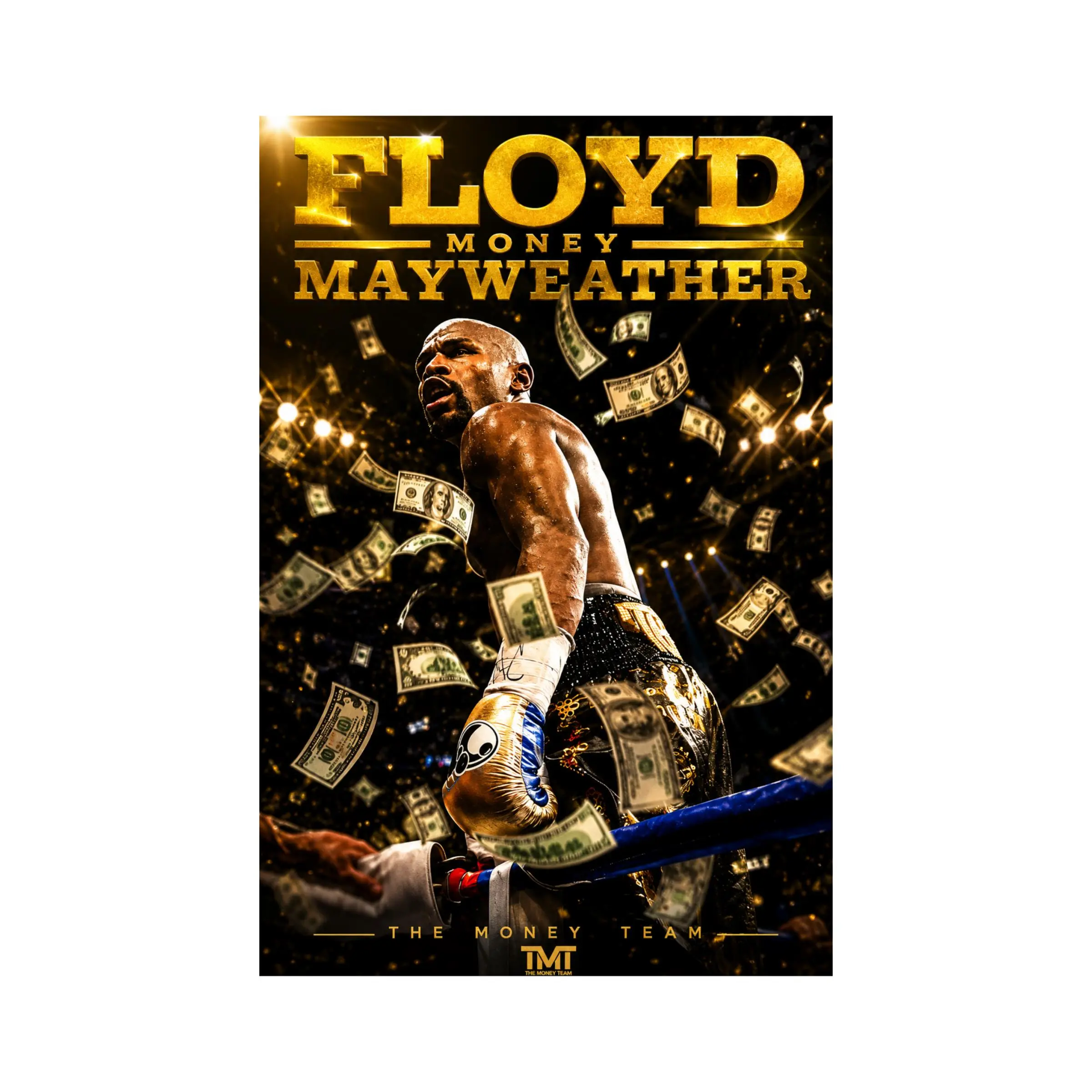Floyd Mayweather Money Poster, Boxing Legend Wall Art, Luxury Sports Decor for Man Cave and Gym