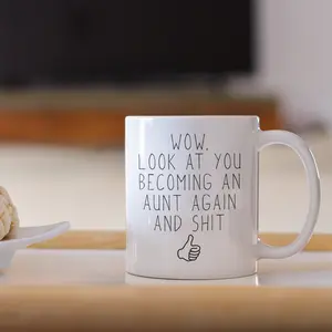 Aunt Again Mug Pregnancy Announcement Gift Baby Reveal Sister Present Second Time Auntie Gift Baby Number Two Best Aunt Ever - Drinkware Ceramic