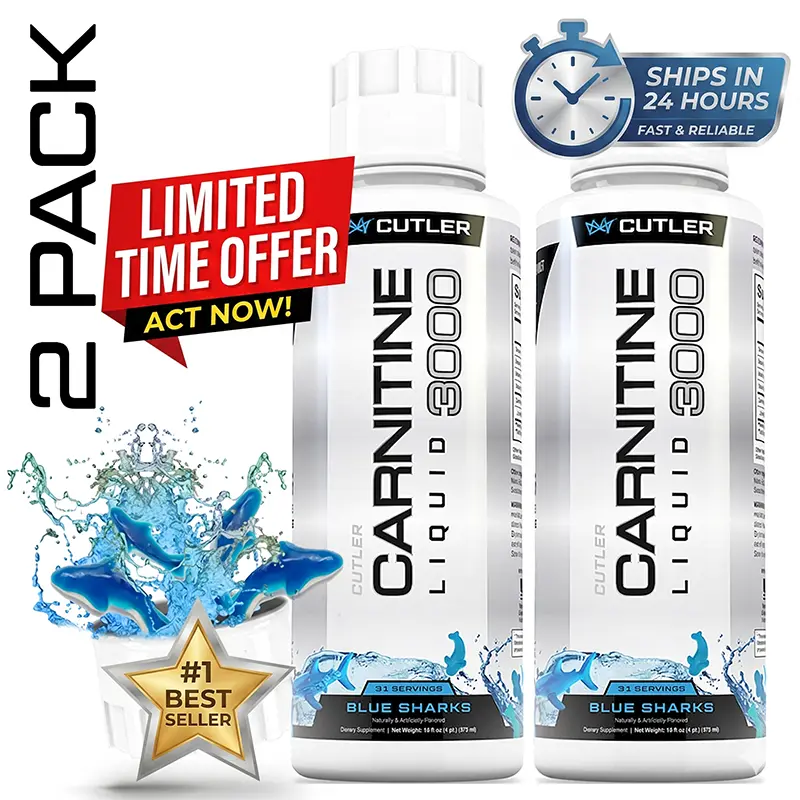 Cutler Nutrition 2-Pack Ready-to-Drink L-Carnitine 3000 Liquid Supplement, Contains Tartrate & Acetyl Variants, Supports Energy, Sugar Regulation, Recovery & Hydration for Fitness Enthusiasts