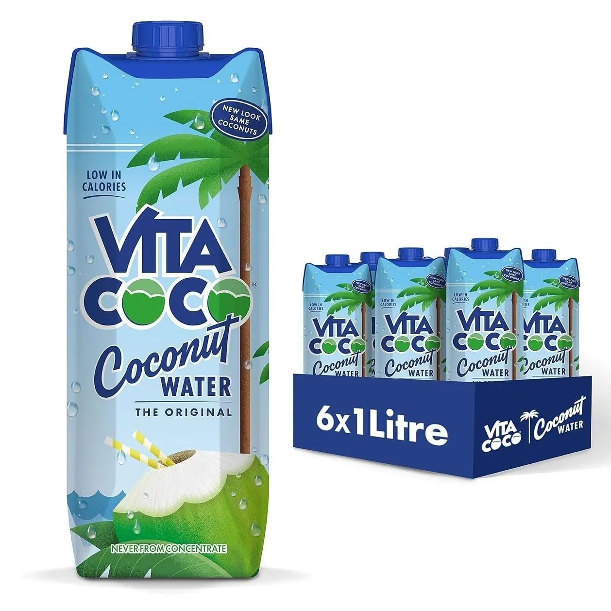 Vita Coco Coconut Water, Pure Original, Refreshing Coconut Taste, Natural Electrolytes, Vital Nutrients, 33.8 Oz (Pack of 6)