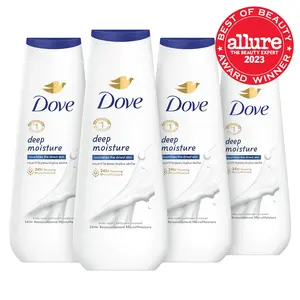 Dove Body Wash Deep Moisture 4 Count for Dry Skin Moisturizing Skin Cleanser with 24Hr Renewing Micromoisture Nourishes the Driest Skin 20 Oz Unilever Moisturize Smooth