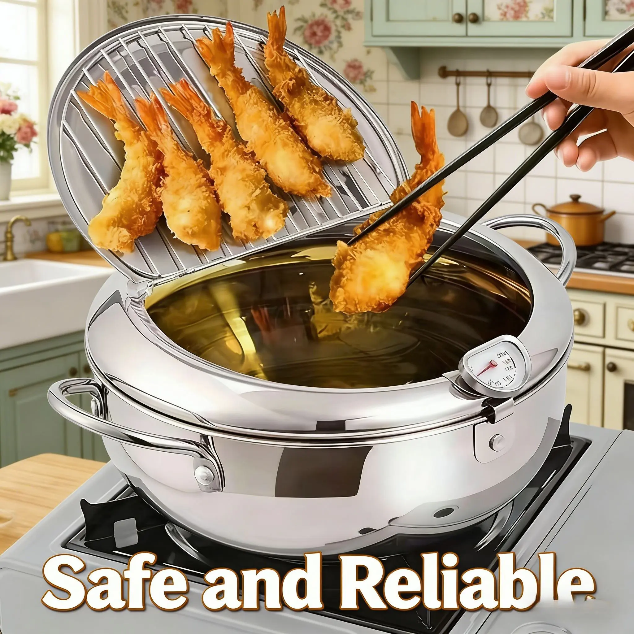 304 Stainless Steel Deep Fryer Pot + 5 FREE Kitchen Gadgets!  Your New Kitchen Must-Have